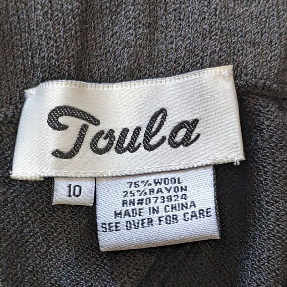 NWT TOULA Women's Black Wool Blend Textured Hand Knit Stretch Pants Size 10 - Picture 6 of 6